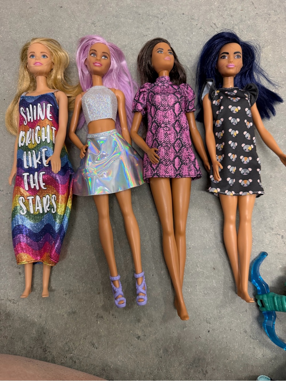 Barbie Dolls Assorted Outfits - Rainbow, Holographic, Pink Snake, Black Print